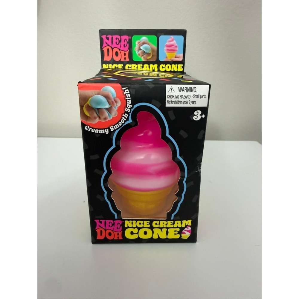 Schylling NeeDoh Nice Cream Cone Toy Kids OS Pink White Yellow Squishy NWT
